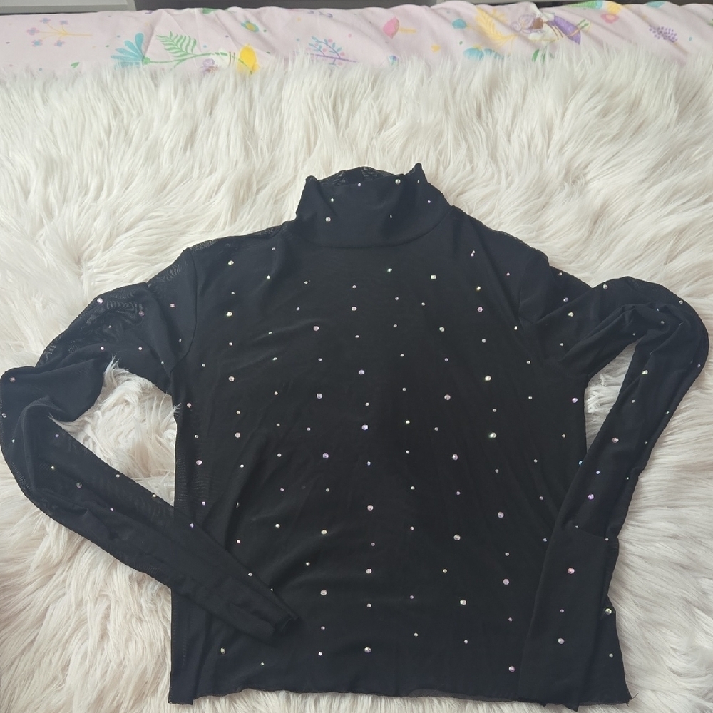 Mesh Rihenstone Top Sz S